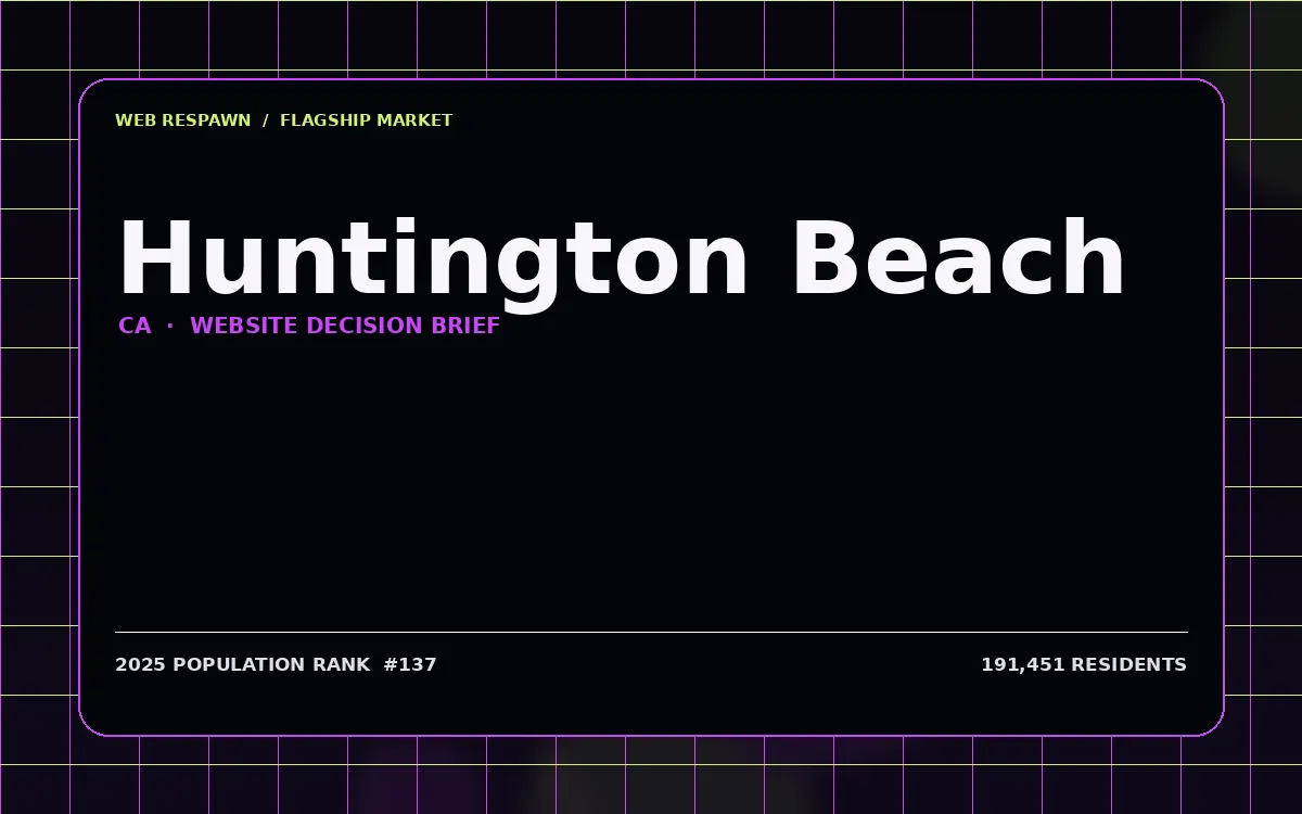 Website planning graphic for Huntington Beach, CA