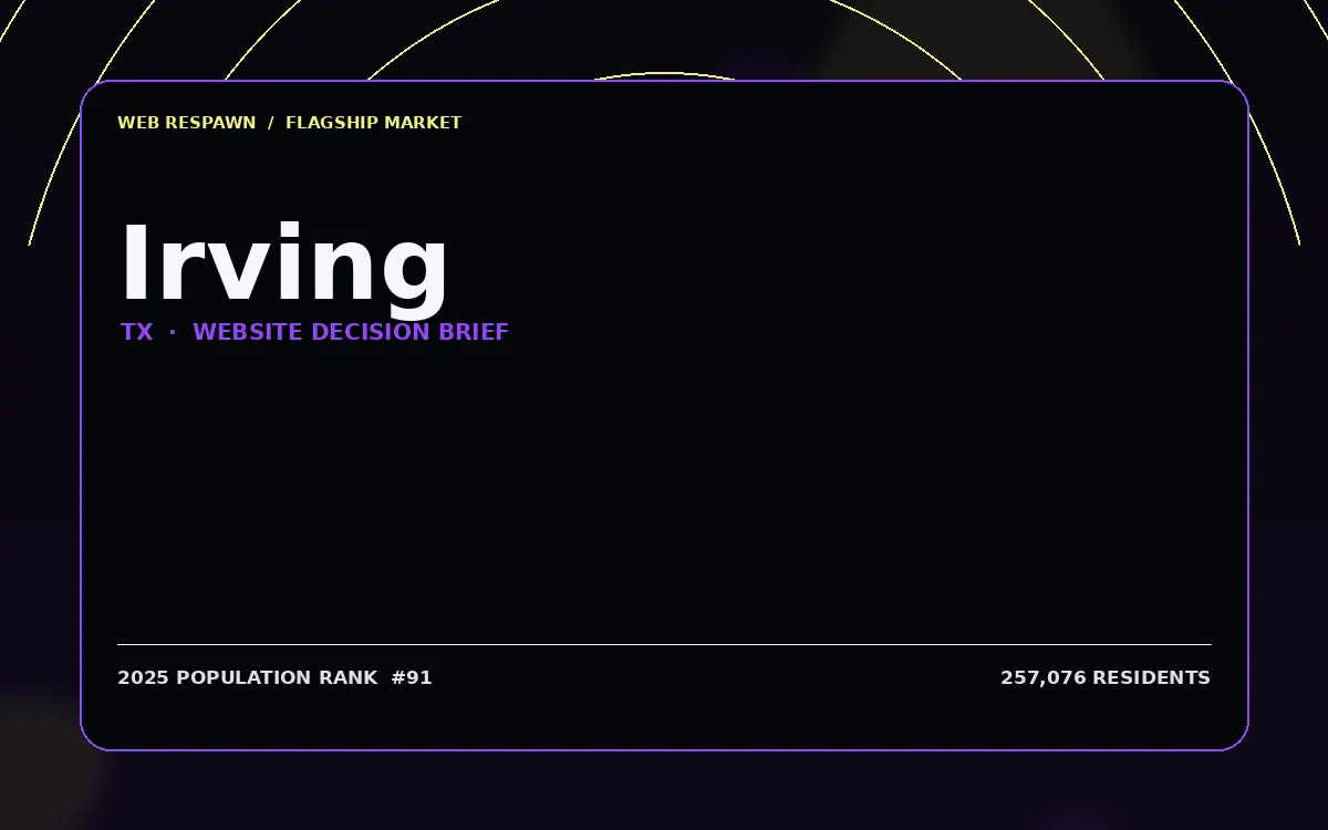 Website planning graphic for Irving, TX