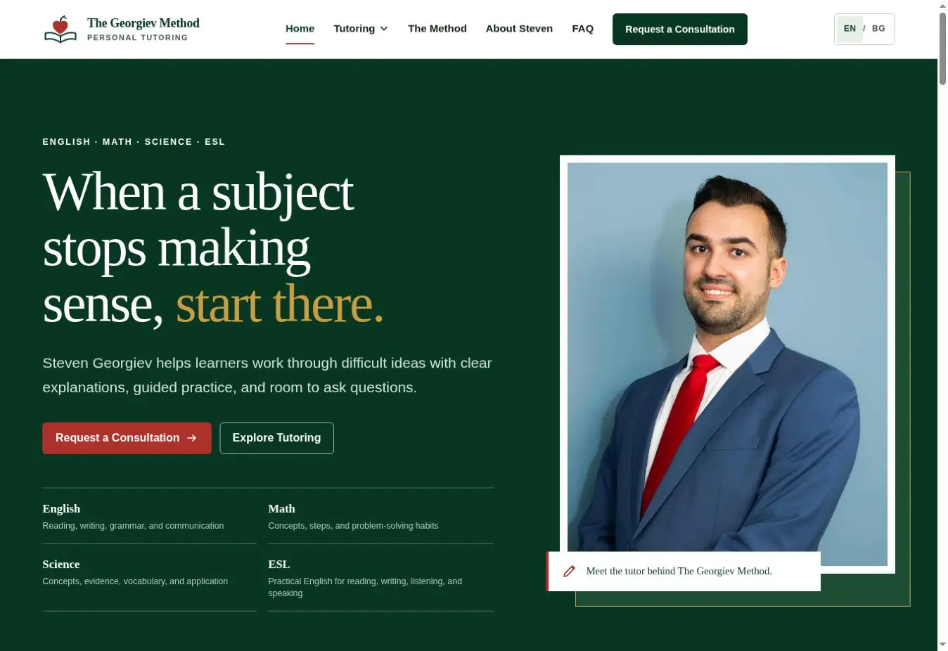The Georgiev Method tutoring website created by Web Respawn