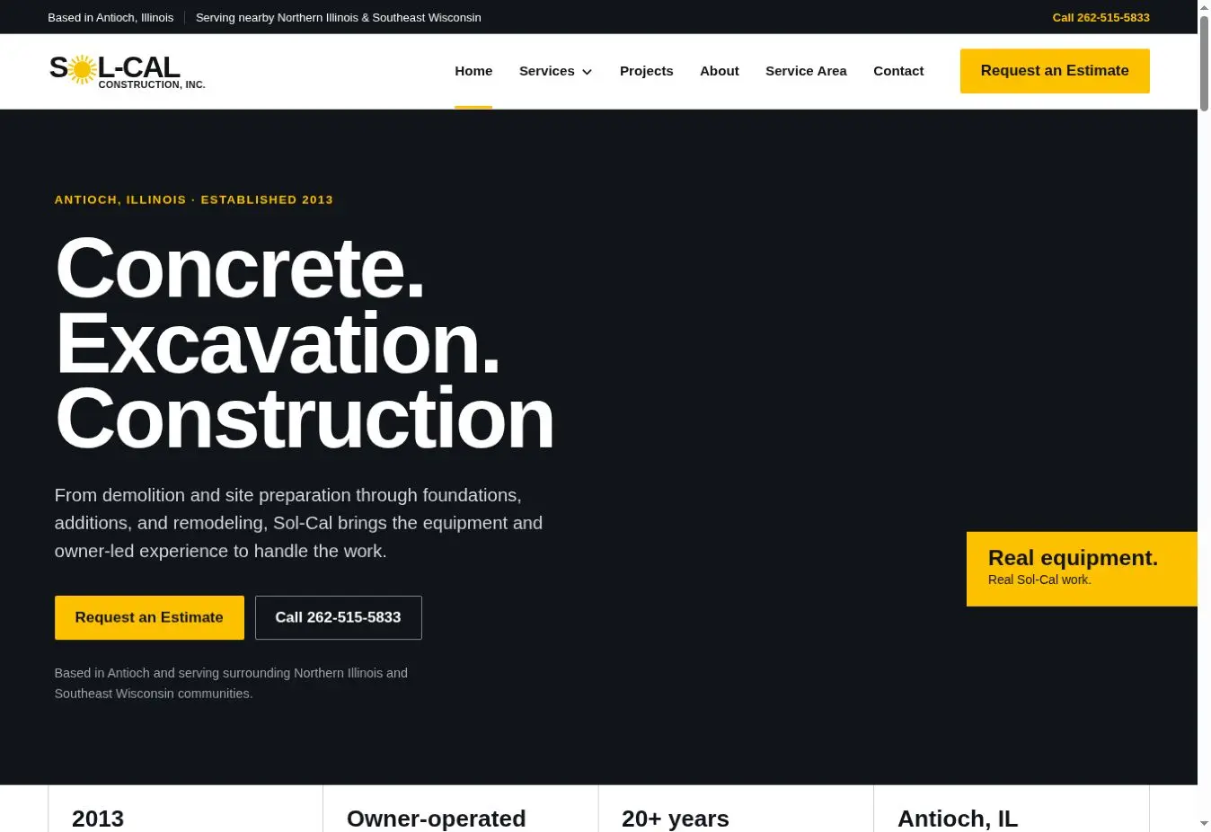 Sitio de Sol-Cal Construction diseñado por Web Respawn