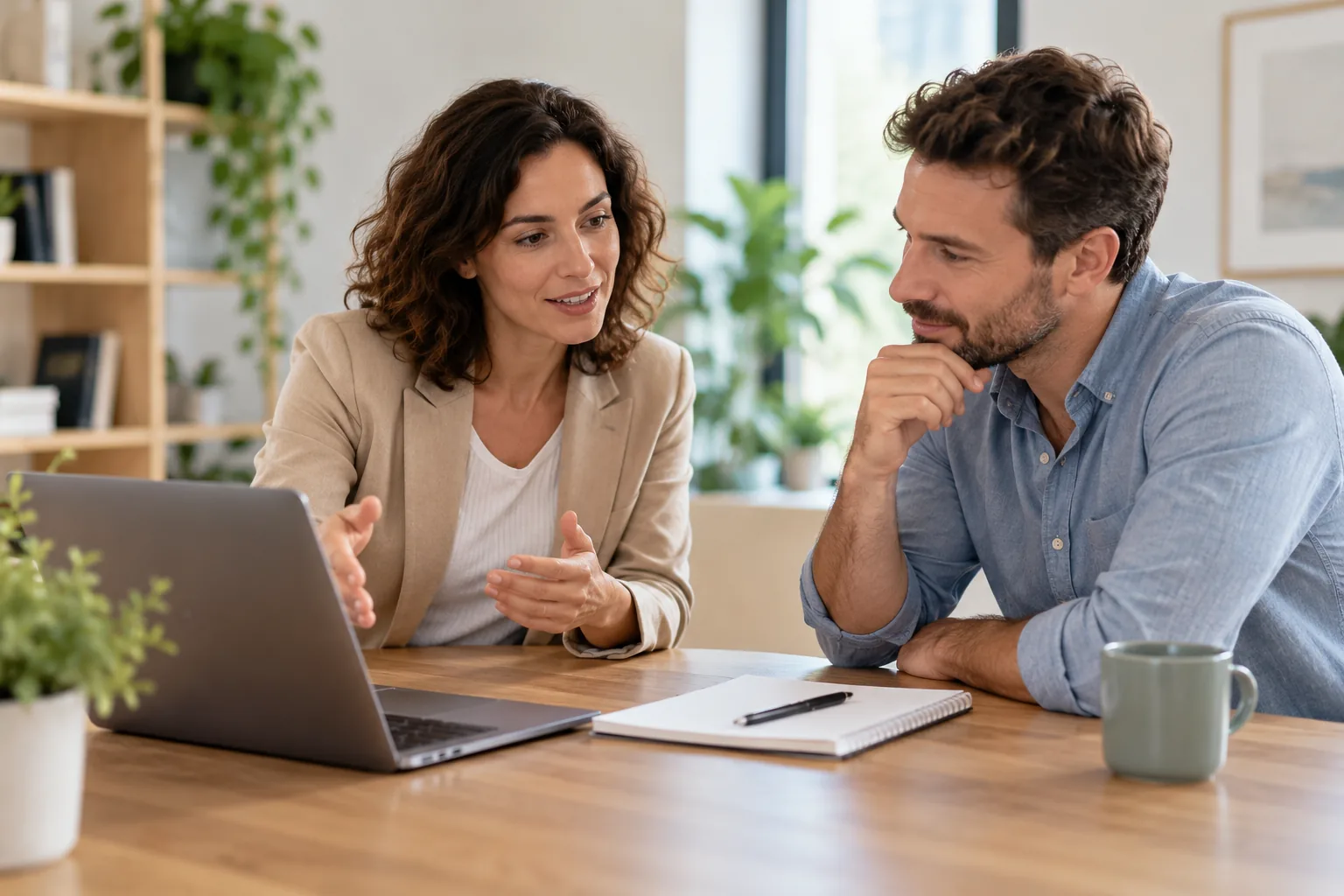 Consultant discussing a project with a business owner