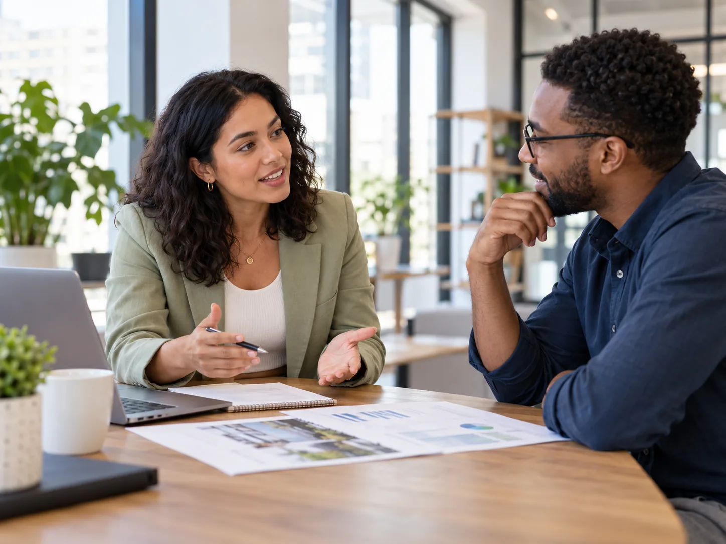 Business consultant discussing a plan with a client