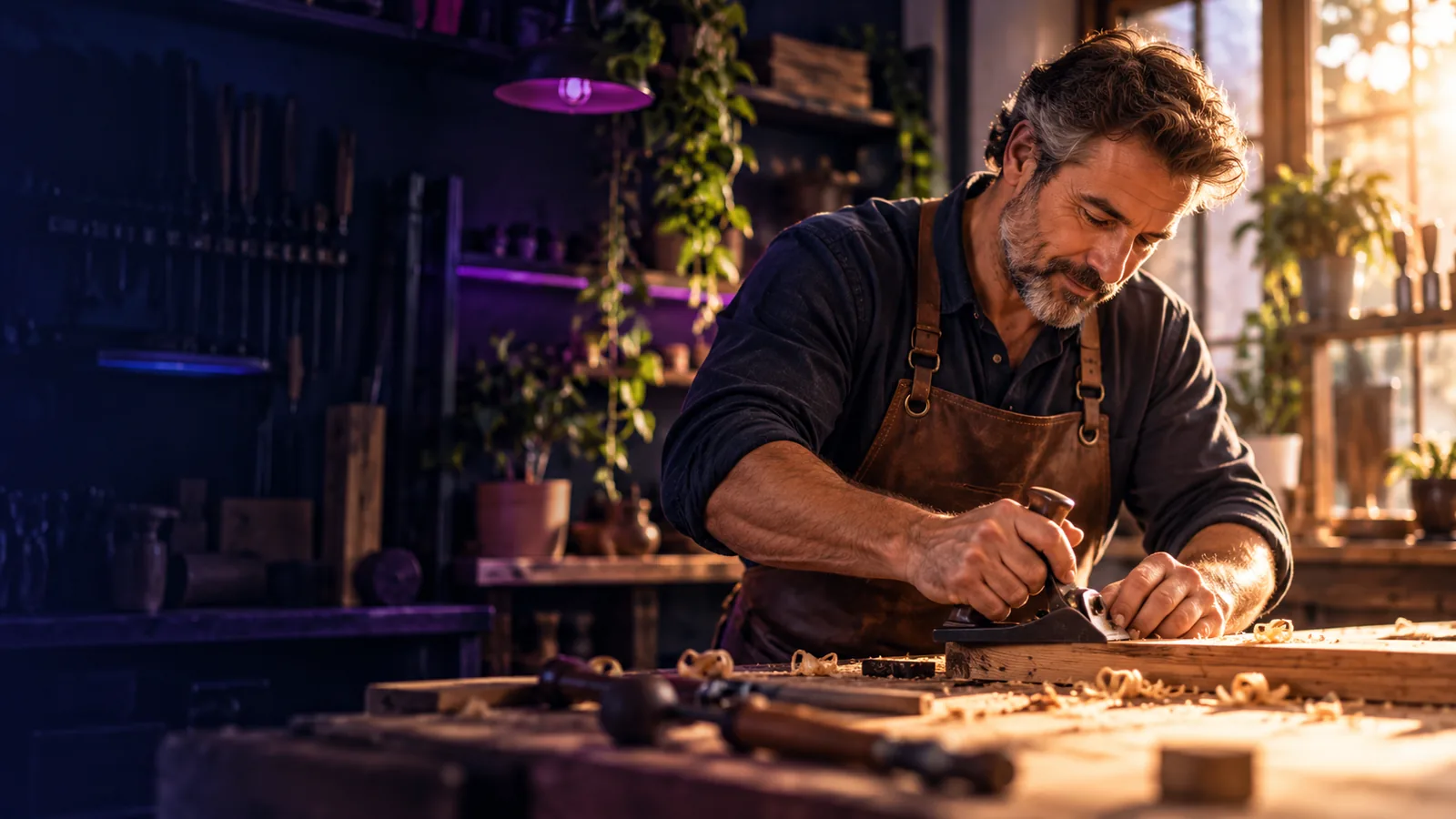 Independent craft business owner working in a workshop