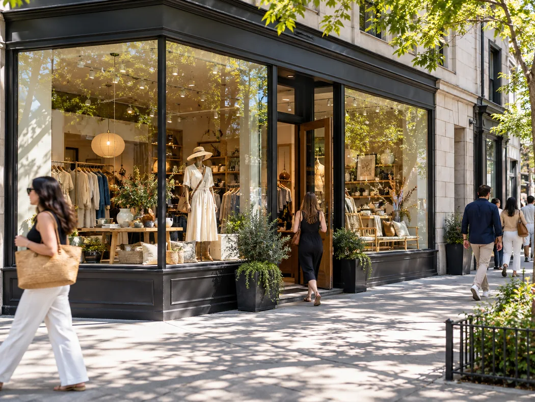 Independent boutique storefront as an example of a business visitors may explore online