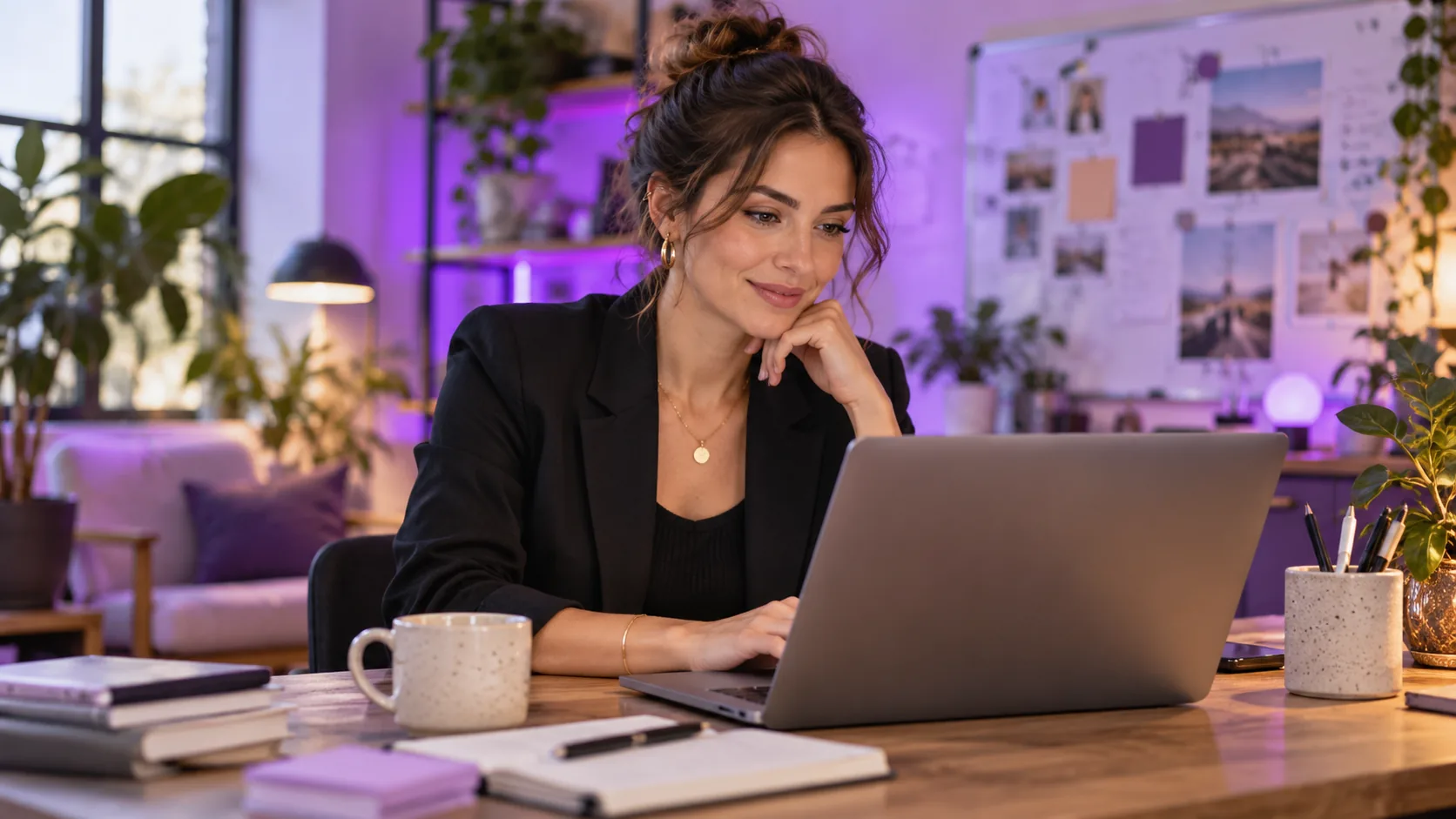 Website strategist working at a laptop