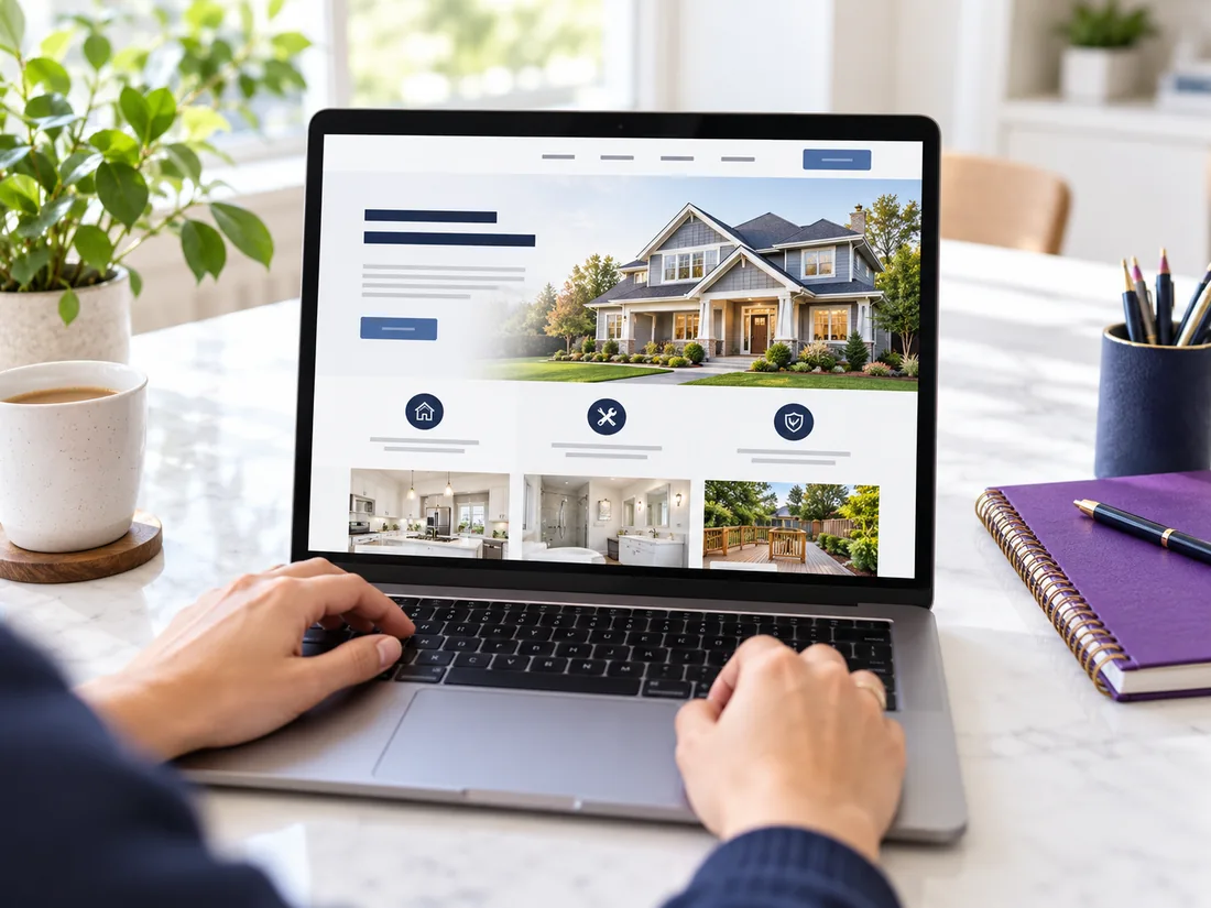 Business owner reviewing a website layout on a laptop
